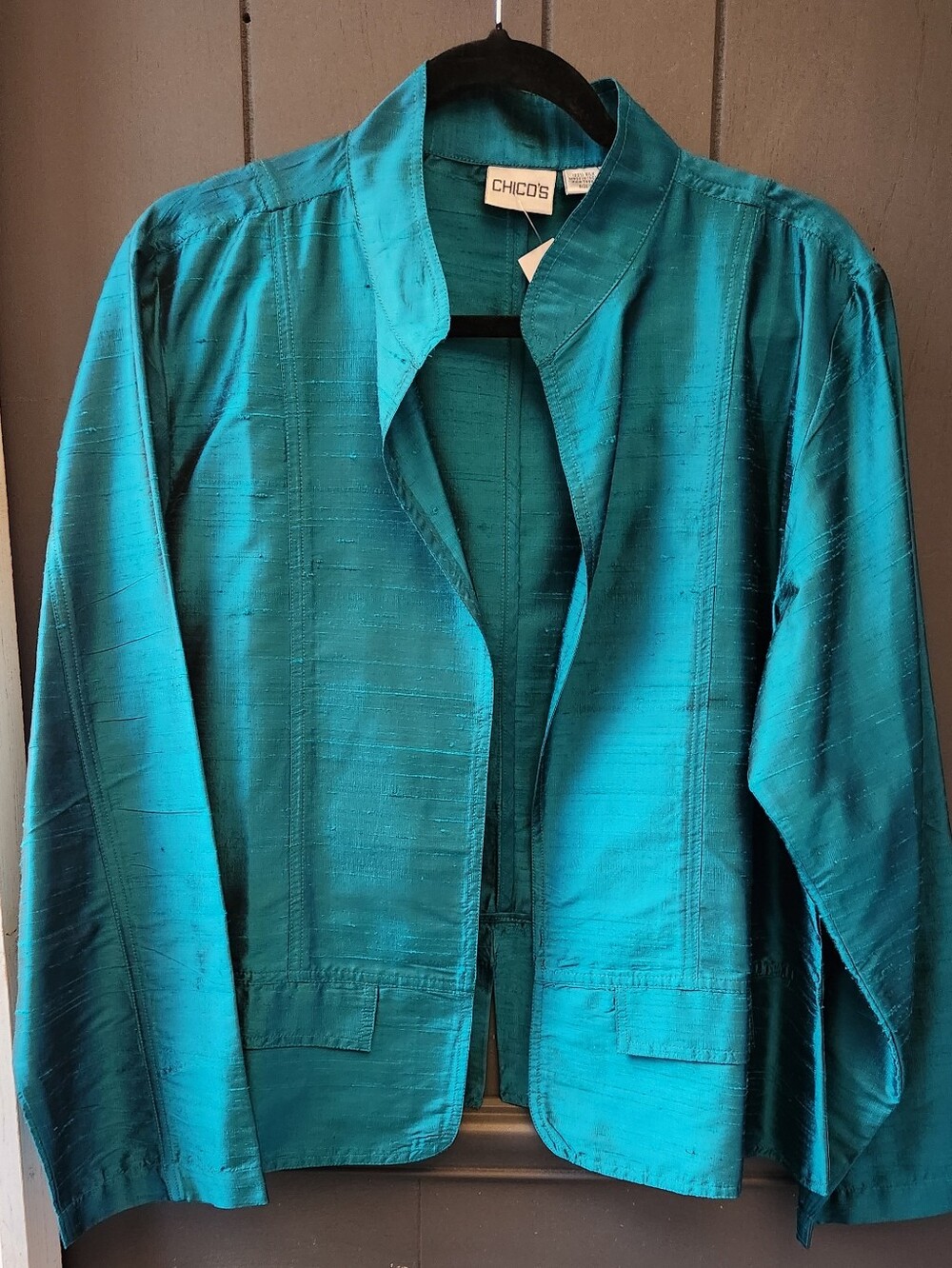 Chicos Raw Silk Blazer